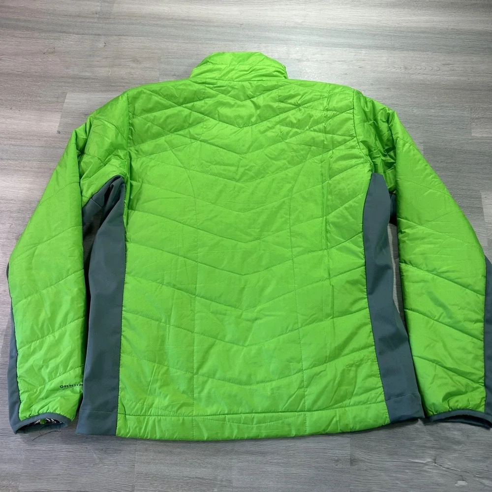 Columbia Omni-Heat Jacket Mens Large Green Full Zip Insulated Hiking Thermal